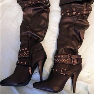 Black high heeled boots